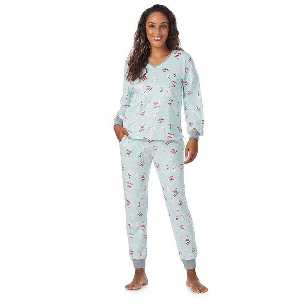 Cuddl Duds V-neck Crystal Fleece Pajama Top Joggers Pants Set Womens XXL 2 Piece